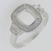14K White Gold Semi Mount Ring Setting Cushion CU 9x7mm GTL20270R14KW - Syzjewelry